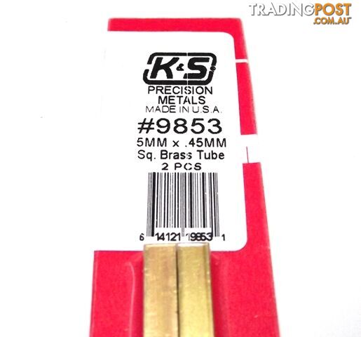 K&S METAL #9853 BRASS SQUARE TUBE 5X300MM 2PCS - K & S METALS
