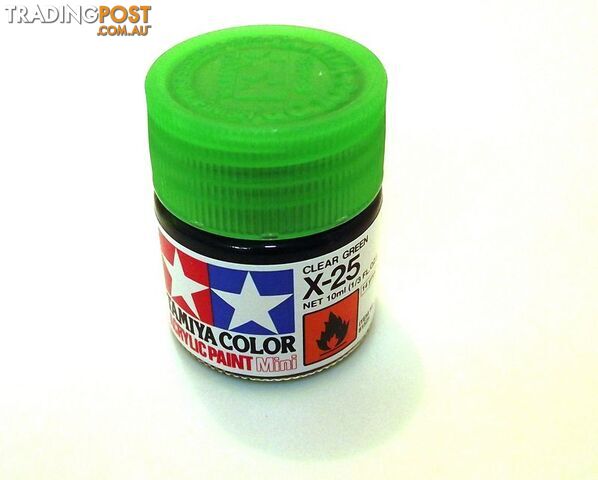 X-25 TAMIYA ACRYLIC PAINT CLEAR GREEN (gloss) - TAMIYA PAINTS & Accessories