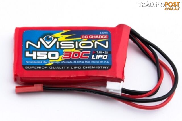 NVISION LiPo 450MAH 7.4V 2S 30C LIPO NVO1800 - NVISION NVO - photo 1 of 1