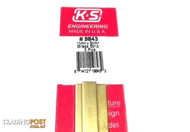 K&S METAL #9843 BRASS STRIP 1X6X300MM 3PCS - K &amp; S METALS