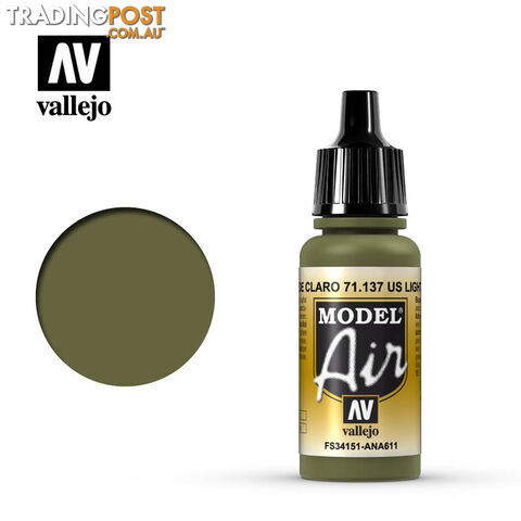 VALLEJO MODEL AIR ACRYLIC PAINT LIGHT GREEN 71137 - VALLEJO