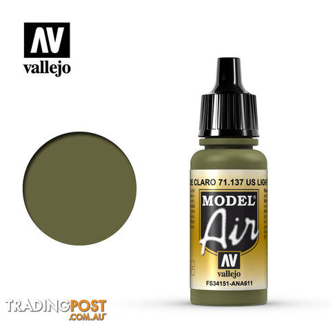 VALLEJO MODEL AIR ACRYLIC PAINT LIGHT GREEN 71137 - VALLEJO