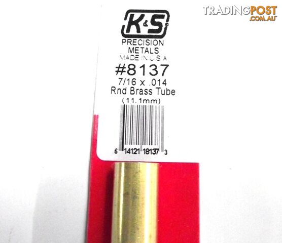 K&S METAL #8137 7/16' OD BRASS TUBE 1PC - K & S METALS