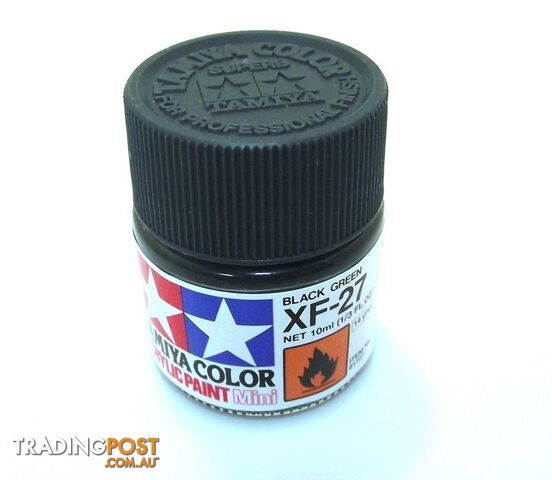 XF-27   TAMIYA ACRYLIC PAINT FLAT BLACK GREEN - TAMIYA PAINTS &amp; Accessories