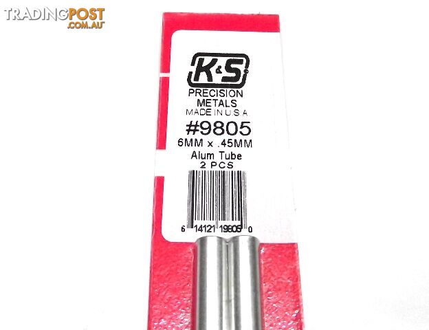 K&S METAL #9805 ALUMINIUM ROUND TUBE 6X300MM 2PCS - K & S METALS