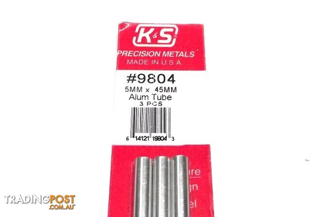 K&S METAL #9804 ALUMINIUM ROUND TUBE 5X300MM 3PCS - K & S METALS