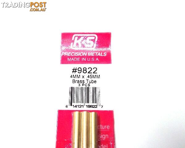 K&S METAL #9822 BRASS ROUND TUBE 4X300MM 3PCS - K & S METALS