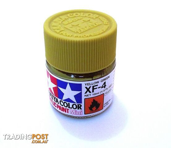 XF-4 TAMIYA ACRYLIC PAINT FLAT YELLOW GREEN - TAMIYA PAINTS & Accessories