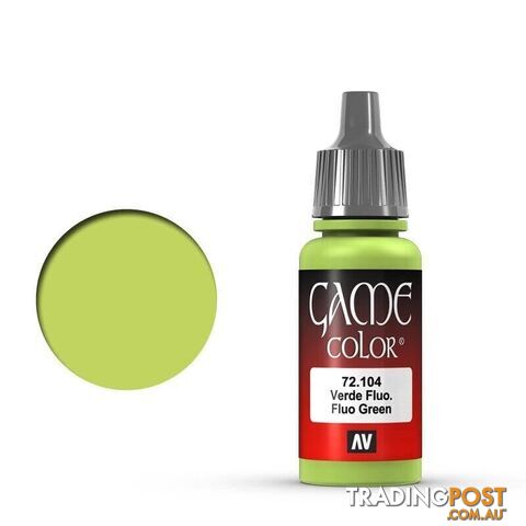 VALLEJO GAME 72104 Color Fluorescent Green 17ml Acrylic Paint