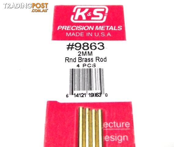 K&S METAL #9863 BRASS ROD 2X300MM 4PCS - K &amp; S METALS