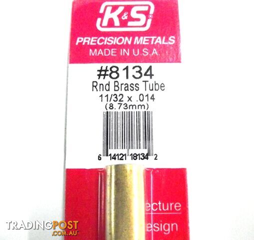 K&S METAL #8134 11/32' OD BRASS TUBE 1PC - K & S METALS