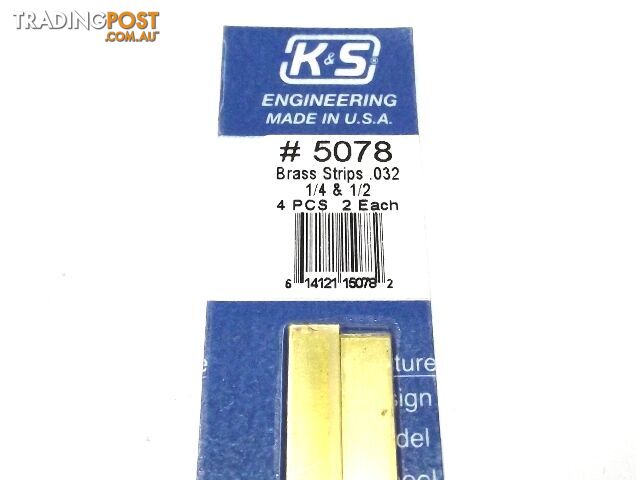 K&S METAL #5078 BRASS STRIP .032+1/4+1/2 12' - K &amp; S METALS