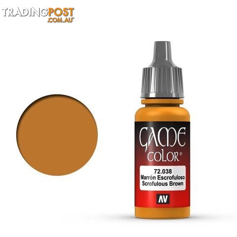 VALLEJO GAME 72038 Color Scrofulous Brown 17ml Acrylic Paint