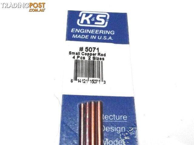 K&S METAL #5071 COPPER ROD 1/16+3/32 12' 2EACH - K & S METALS