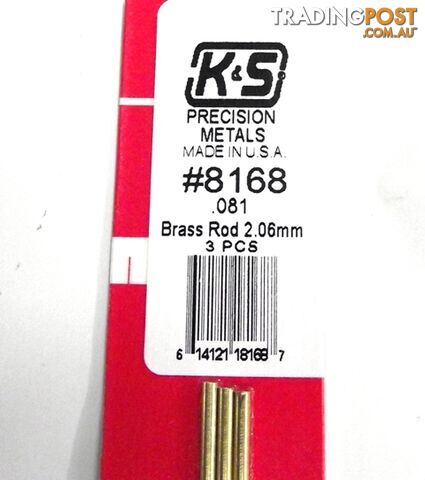 K&S METAL #8168 .081 SOLID BRASS ROD 3PCS - K & S METALS