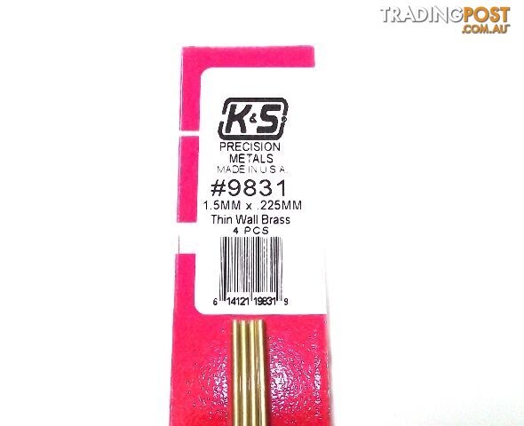 K&S METAL #9831 BRASS ROUND TUBE 1.5X300 4PCS - K & S METALS
