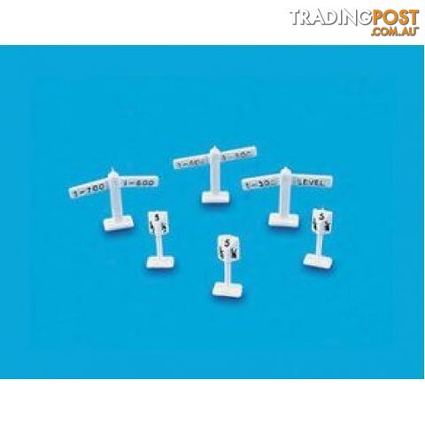 MODEL SCENE 5051 OO LEVEL SIGNS & MILE POSTS HO - MODEL SCENE