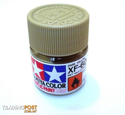 XF-60   TAMIYA ACRYLIC PAINT FLAT DARK YELLOW - TAMIYA PAINTS &amp; Accessories