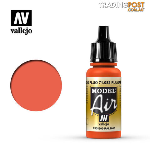 VALLEJO MODEL AIR ACRYLIC PAINT FLURESCENT RED 71082 - VALLEJO