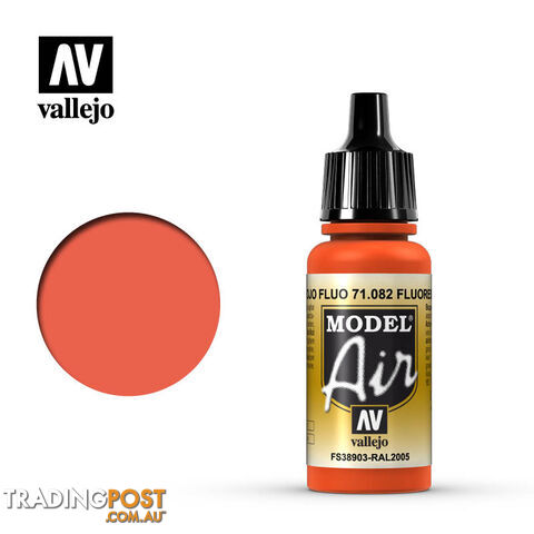 VALLEJO MODEL AIR ACRYLIC PAINT FLURESCENT RED 71082 - VALLEJO