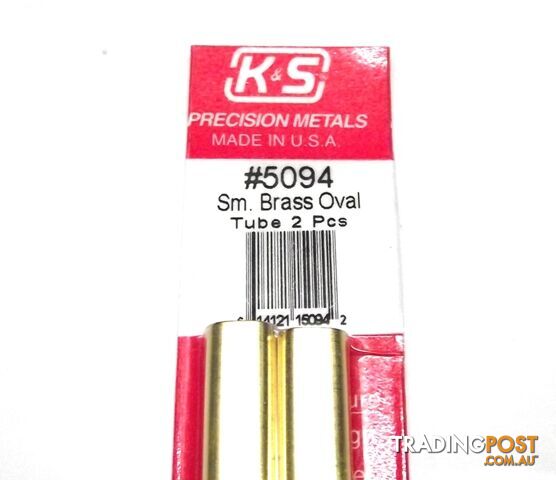 K&S METAL #5094 SMALL BRASS OVAL TUBE 2PCS - K & S METALS