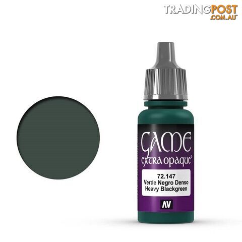 VALLEJO GAME 72147 Color Extra Opaque Heavy BlackGreen 17ml Acrylic Paint
