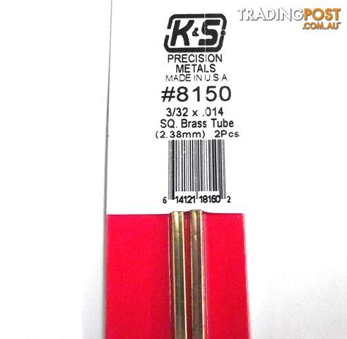 K&S METAL #8150 3/32' OD SQUARE BRASS TUBE 2PC - K &amp; S METALS