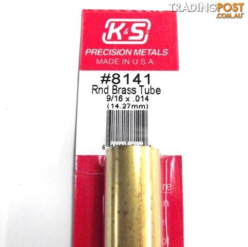 K&S METAL #8141 9/16' OD BRASS TUBE 1PC - K & S METALS