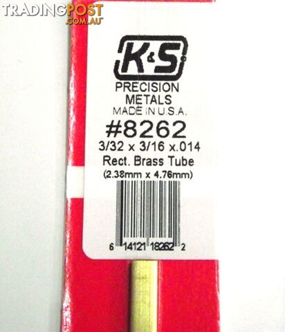 K&S METAL #8262 3/32 X 3/16 RECTANGLE BRAS TUBE 1PC - K & S METALS