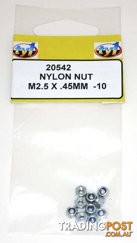 TY1 NYLON NUT M2.5 X .45MM - 10
