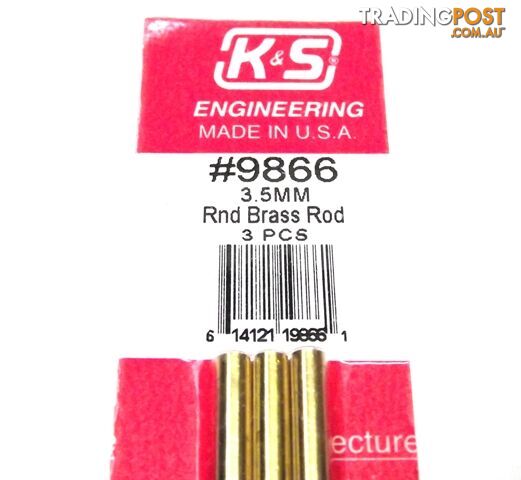 K&S METAL #9866 BRASS ROD 3.5X300MM 3PCS - K & S METALS