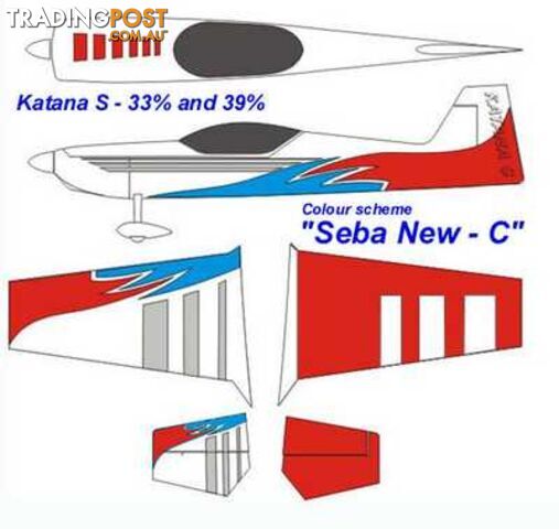 KRILL KATANA 39% SEBA-C Red/Blue/White Clear Canopy - KRILL AIRCRAFT AUSTRALIA