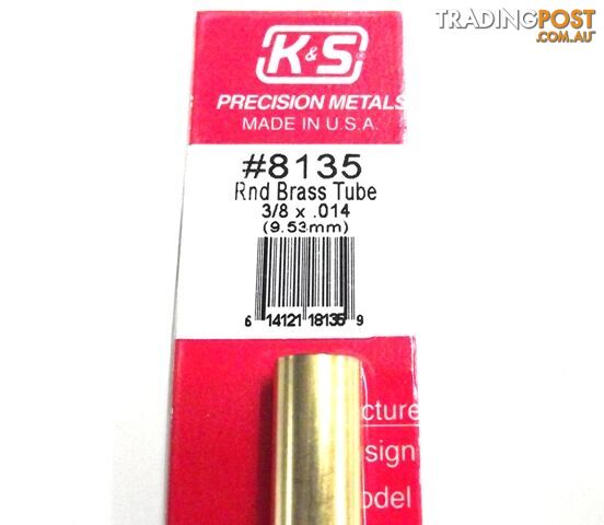 K&S METAL #8135 3/8' OD BRASS TUBE 1PC - K & S METALS