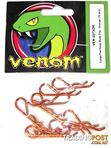 VENOM LARGE HOOP BODY CLIP ORANGE 10PCS VEN-2073OR - TRAXXAS PARTS,VENOM