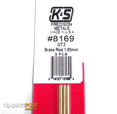 K&S METAL #8169 .072 SOLID BRASS ROD 3PCS - K & S METALS
