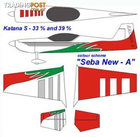 KRILL KATANA 39% SEBA-A Red/White/Green Clear Canopy - KRILL AIRCRAFT AUSTRALIA