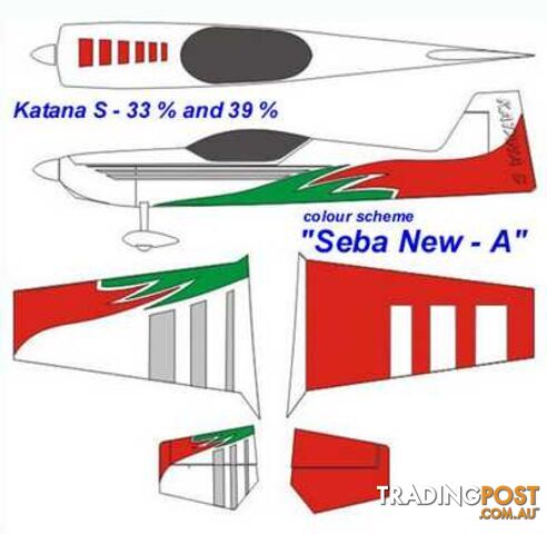 KRILL KATANA 39% SEBA-A Red/White/Green Clear Canopy - KRILL AIRCRAFT AUSTRALIA