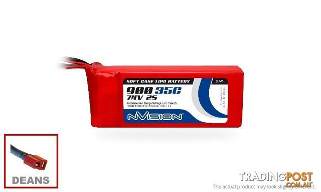 NVISION LiPo 900mAh 2S 7.4V 35C (Deans plug) MENVO1823 - NVISION NVO