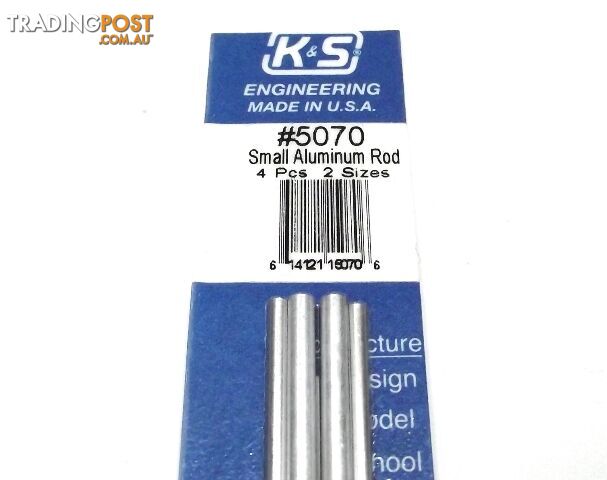 K&S METAL #5070 ALUMINIUM ROD 3/32+1/8 12' 2EACH - K & S METALS