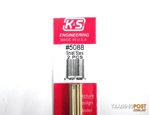 K&S METAL #5088 SMALL BRASS STAR 2PCS - K & S METALS