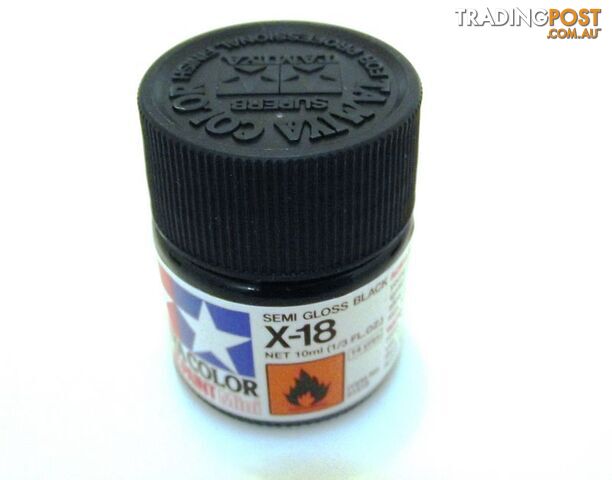 X-18   TAMIYA ACRYLIC PAINT BLACK (SEMI GLOSS) (gloss) - TAMIYA PAINTS &amp; Accessories