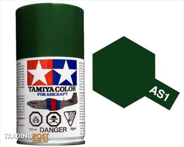 AS-1 TAMIYA ACRYLIC SPRAY PAINT 100ml (Aircraft) DARK GREEN - TAMIYA PAINTS &...