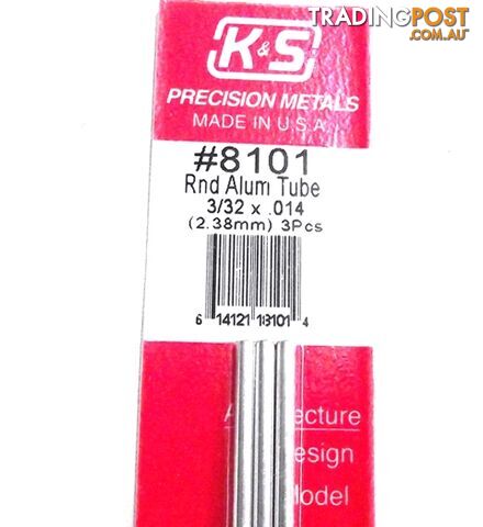 K&S METAL ROUND #8101 3/32' OD ALUMINIUM TUBE 3PCS - K & S METALS