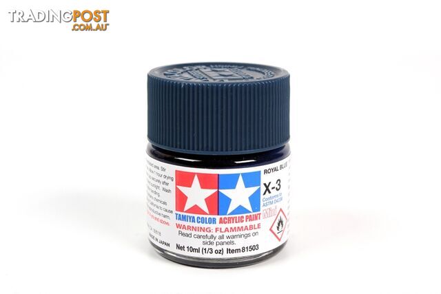 X-3 TAMIYA ACRYLIC PAINT ROYAL BLUE (gloss) - TAMIYA PAINTS &amp; Accessories