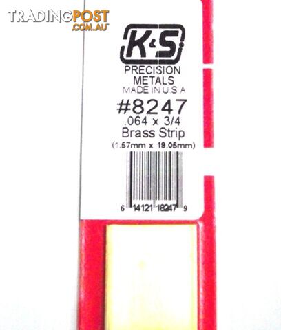 K&S METAL #8247 .064 3/4' BRASS STRIP 1PC - K & S METALS