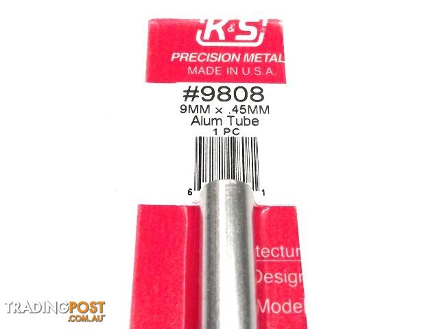 K&S METAL #9808 ALUMINIUM ROUND TUBE 9X300MM - K & S METALS