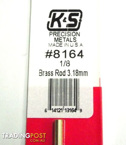 K&S METAL #8164 1/8' SOLID BRASS ROD 1PC - K & S METALS