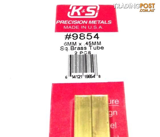 K&S METAL #9854 BRASS SQUARE TUBE 6X300MM 2PCS - K & S METALS