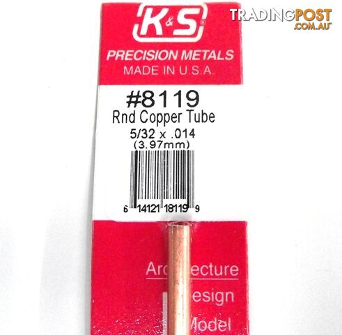 K&S METAL #8119 5/32' OD COPPER TUBE 1PC - K & S METALS