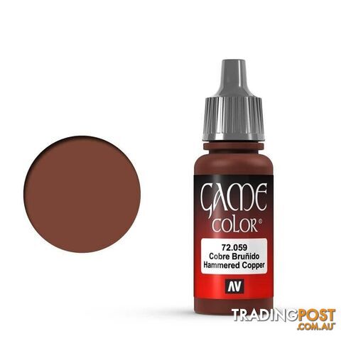 VALLEJO GAME 72059 Color Hammered Copper 17ml Acrylic Paint